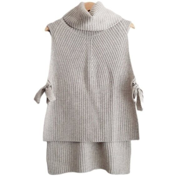 KIT & ACE / Wool Cashmere Open Sides Sleeveless Turtleneck Top ONE SIZE - Picture 1 of 11